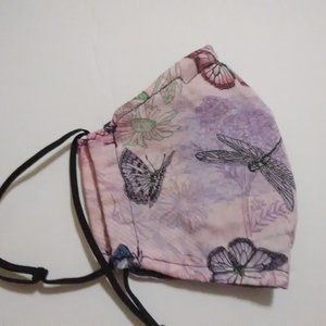 Facemask In Violet Butterflies & Dragan Flies